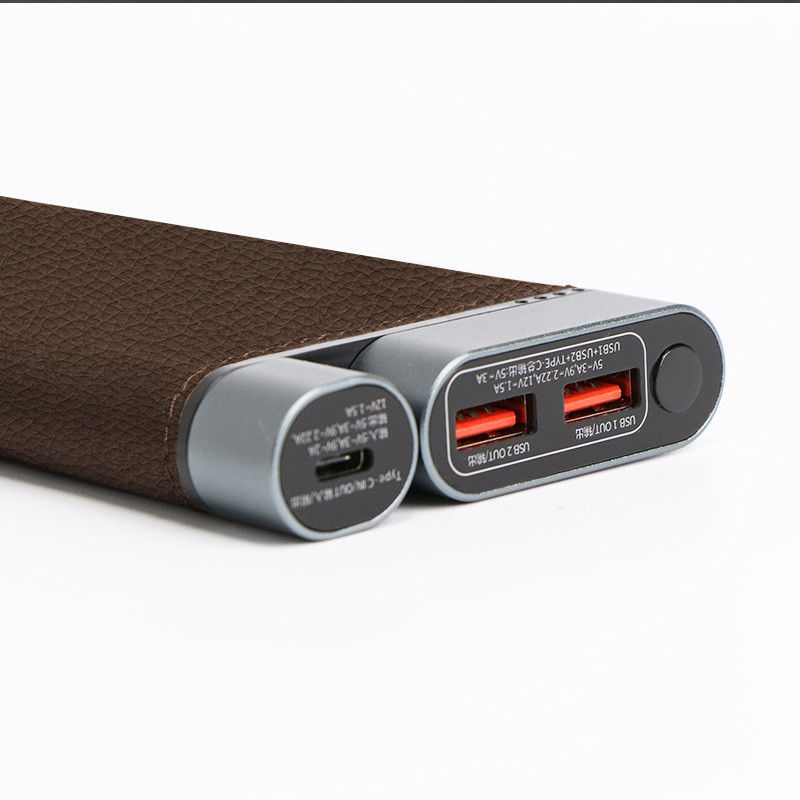 10K MAh PD Power Bank ทําด้วยมือ เปลือกหนัง เปลือกโลหะ Port 3 การชาร์จเครื่อง